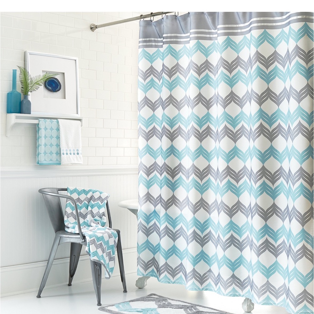 Mondrian Chevron Shower Curtain and Matching Towels